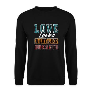 Love Looks A Lot Like Sunsets - Unisex Sweatshirt - black - Front - Alina (178cm) & Michal (187cm)