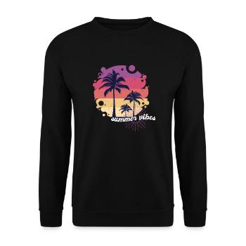 Sommer, Strand, Urlaub, Palmen, Meer - Unisex Pullover - Schwarz - Vorne - Alina (178cm) & Michal (187cm)