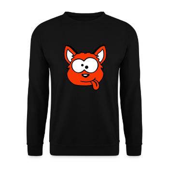 Dog Fox Funny Grimace Squint Tongue Out - Unisex Sweatshirt - black - Front - Alina (178cm) & Michal (187cm)