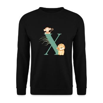 Letter x Green Jungle Animals - Unisex Sweatshirt - black - Front - Alina (178cm) & Michal (187cm)