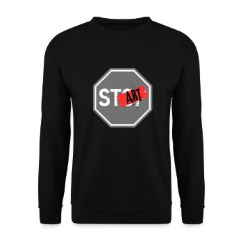 Zacznij tworzyć zamiast się zatrzymywać - Unisex Pullover - Schwarz - Vorne - Alina (178cm) & Michal (187cm)