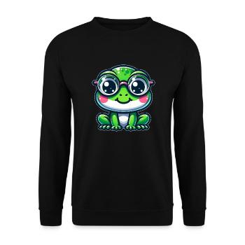 Cute frog with glasses - Unisex Sweatshirt - black - Front - Alina (178cm) & Michal (187cm)