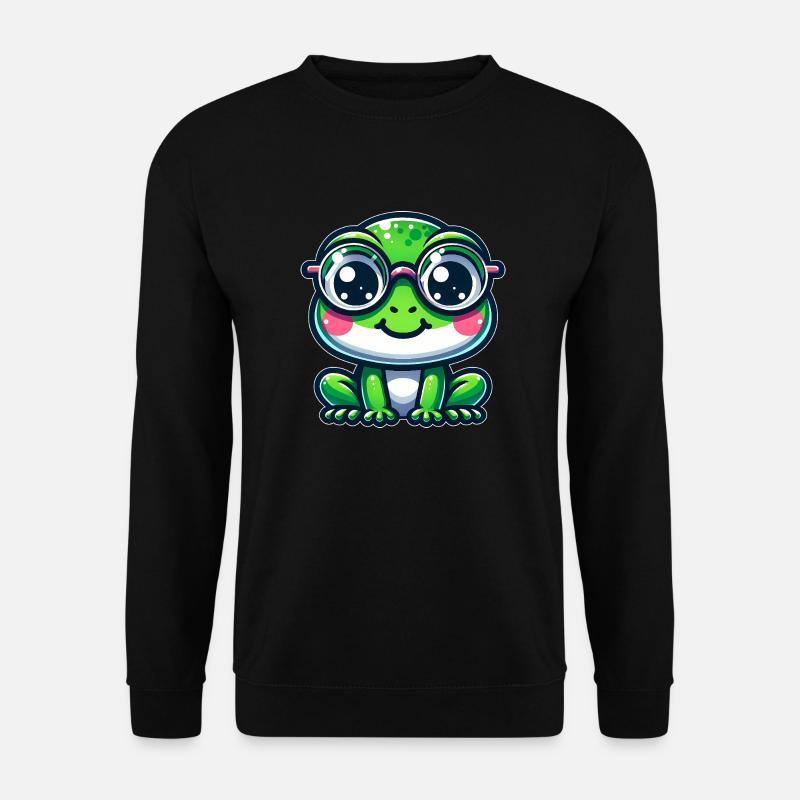 Süßer Frosch mit Brille - Unisex Pullover - Schwarz
