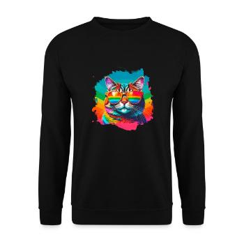 Chat, Lunettes De Soleil, LGTB, Arc-en-ciel, Coloré - Sweat-shirt Unisexe - noir - Devant - Alina (178cm) & Michal (187cm)