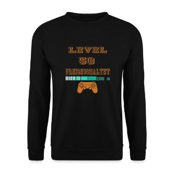 level 50 freigeschaltet - Unisex Pullover - Schwarz - Vorne - Alina (178cm) & Michal (187cm)