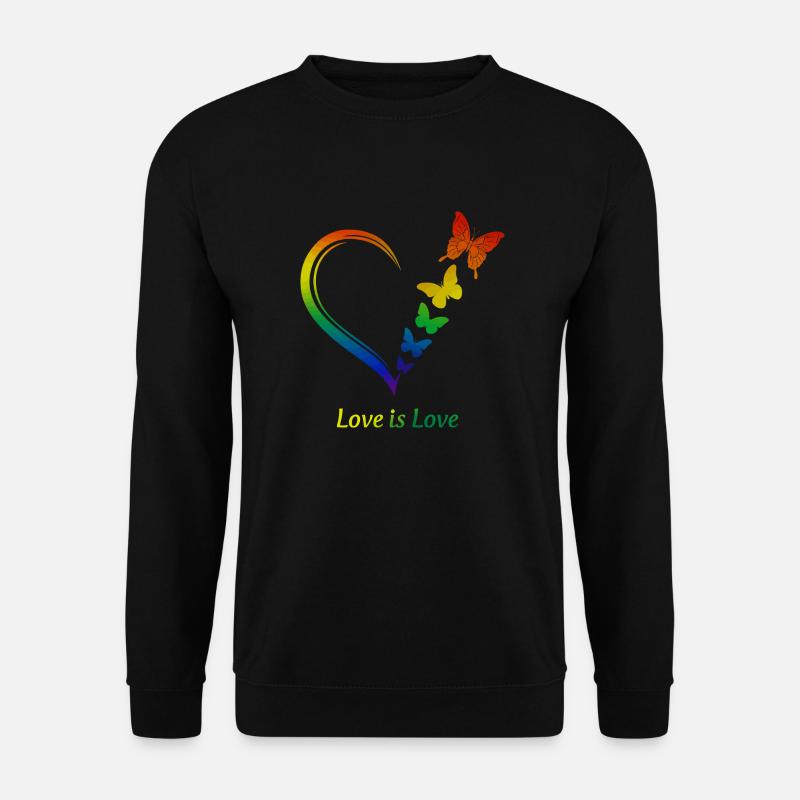Regenbogen Herz Schmetterlinge "Liebe ist Liebe" - Unisex Pullover - Schwarz