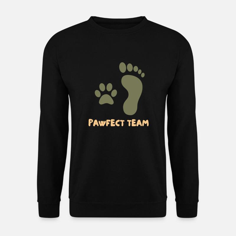 Pawfect Team – Pfote trifft Fuß - Unisex Pullover - Schwarz