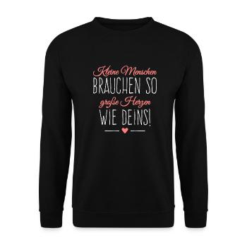 Geschenkidee für liebevolle Erzieherin oder Mama - Unisex Pullover - Schwarz - Vorne - Alina (178cm) & Michal (187cm)