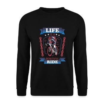 Skellet Bicycle Life is a Beautiful Ride Design - Unisex Sweatshirt - black - Front - Alina (178cm) & Michal (187cm)