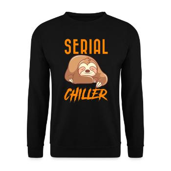 Serial Chiller Faultier am chillen und relaxen - Unisex Pullover - Schwarz - Vorne - Alina (178cm) & Michal (187cm)