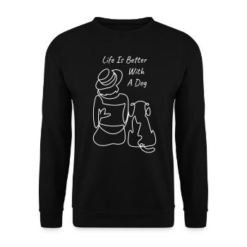 DOGS DOGS LOVE PET DOG LOVE WAU MOTIF - Unisex Sweatshirt - black - Front - Alina (178cm) & Michal (187cm)