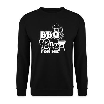 BBQ LIFE FOR ME GRILL GRILL BEER GAME MOTIF - Unisex Sweatshirt - black - Front - Alina (178cm) & Michal (187cm)