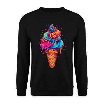 Retro Eiscream Eis Waffeleis für eine Eis - Unisex Pullover - Schwarz - Vorne - Alina (178cm) & Michal (187cm)