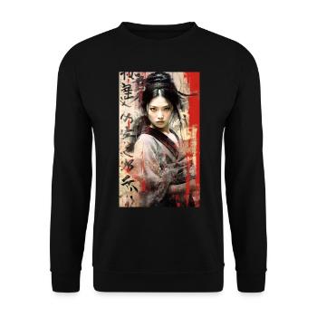 Japan Tradition Japanisch Kultur Frau - Unisex Pullover - Schwarz - Vorne - Alina (178cm) & Michal (187cm)