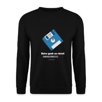Retro geek au reveil look disquette - Sweat-shirt Unisexe - noir - Devant - Alina (178cm) & Michal (187cm)