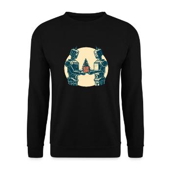 Roboterische Weihnachtsfreude - Unisex Pullover - Schwarz - Vorne - Alina (178cm) & Michal (187cm)