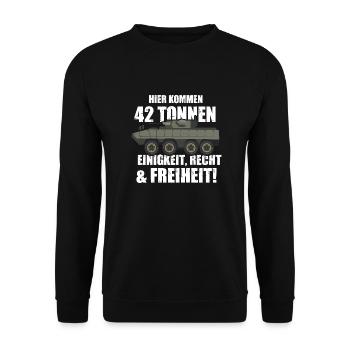 Militär Panzer - Unisex Pullover - Schwarz - Vorne - Alina (178cm) & Michal (187cm)