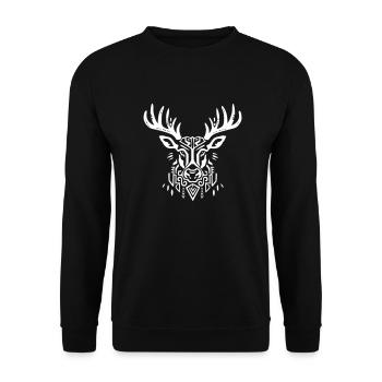 Tête de Cerf : Bois Ethniques - Sweat-shirt Unisexe - noir - Devant - Alina (178cm) & Michal (187cm)