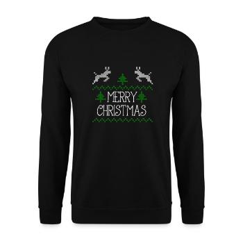 Merry Christmas design I - Unisex Pullover - Schwarz - Vorne - Alina (178cm) & Michal (187cm)