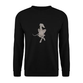 Lying Greyhound light gray - Unisex Sweatshirt - black - Front - Alina (178cm) & Michal (187cm)