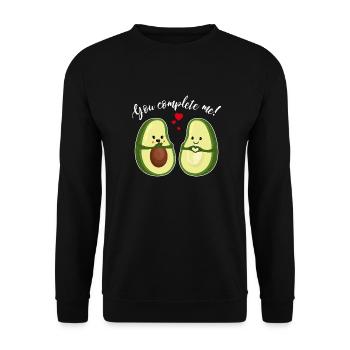 you complete me - Avocado Paar Liebe Valentinstag - Unisex Pullover - Schwarz - Vorne - Alina (178cm) & Michal (187cm)