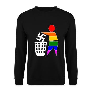 halte deine umwelt sauber - gegen rechts - Unisex Pullover - Schwarz - Vorne - Alina (178cm) & Michal (187cm)