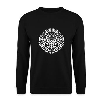 Eleganz einer runden Maori Tätowierung - Unisex Pullover - Schwarz - Vorne - Alina (178cm) & Michal (187cm)