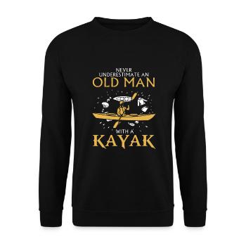Old Man with a Kayak Gift Hobby - Unisex Sweatshirt - black - Front - Alina (178cm) & Michal (187cm)