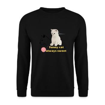 lustige Katze aller Zeiten - Unisex Pullover - Schwarz - Vorne - Alina (178cm) & Michal (187cm)