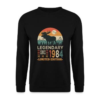 1984 Legendary Birthday Born in 1984 - Unisex Sweatshirt - black - Front - Alina (178cm) & Michal (187cm)