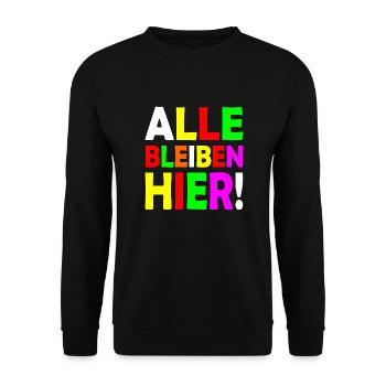 Alle bleiben hier - Unisex Pullover - Schwarz - Vorne - Alina (178cm) & Michal (187cm)