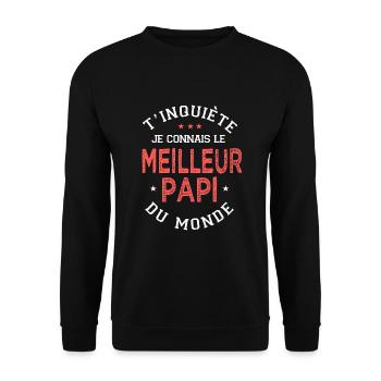 papi cadeau meilleur papi du monde grand père - Sweat-shirt Unisexe - noir - Devant - Alina (178cm) & Michal (187cm)