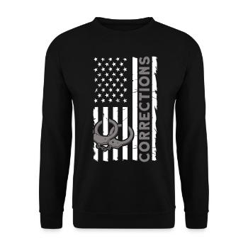 Handschellen Justizvollzugsbeamter Gefängniswärter - Unisex Pullover - Schwarz - Vorne - Alina (178cm) & Michal (187cm)