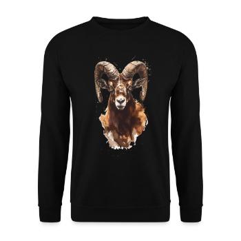 Jagd Jäger Muffelwild Steinbock Mufflon - Unisex Pullover - Schwarz - Vorne - Alina (178cm) & Michal (187cm)
