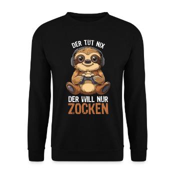Gamer Faultier Der tut nix der will nur zocken - Unisex Pullover - Schwarz - Vorne - Alina (178cm) & Michal (187cm)