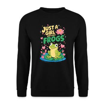 Juste une fille qui aime les grenouilles - Sweat-shirt Unisexe - noir - Devant - Alina (178cm) & Michal (187cm)