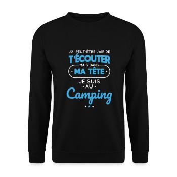 Camping - Dans ma tête je suis au camping - Sweat-shirt Unisexe - noir - Devant - Alina (178cm) & Michal (187cm)