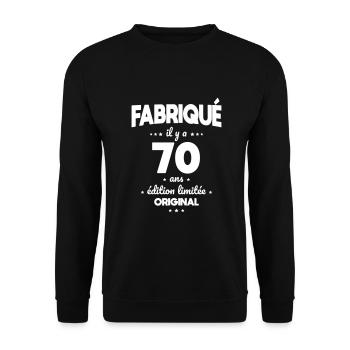 Anniversaire 70 ans - Fabriqué il y a 70 ans - Sweat-shirt Unisexe - noir - Devant - Alina (178cm) & Michal (187cm)