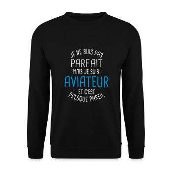 Pas parfait mais aviateur - Sweat-shirt Unisexe - noir - Devant - Alina (178cm) & Michal (187cm)