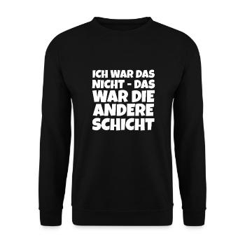 Schichtarbeit Schichtdienst - Unisex Pullover - Schwarz - Vorne - Alina (178cm) & Michal (187cm)