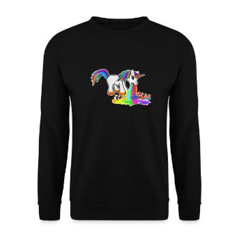 Kotzendes Einhorn - Unisex Pullover - Schwarz - Vorne - Alina (178cm) & Michal (187cm)