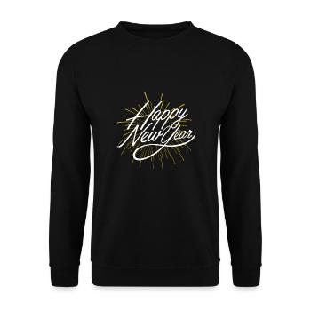 Geschenk für Silvester Party, Guten Rutsch - Unisex Pullover - Schwarz - Vorne - Alina (178cm) & Michal (187cm)
