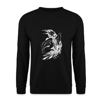 Art, fashion, style, woman, girl, raven, crow - Unisex Sweatshirt - black - Front - Alina (178cm) & Michal (187cm)