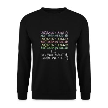 Droits des femmes, droits humains, égalité - Sweat-shirt Unisexe - noir - Devant - Alina (178cm) & Michal (187cm)