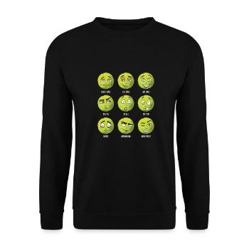 Funny tennis jersey for tennis players and fans - Unisex Sweatshirt - black - Front - Alina (178cm) & Michal (187cm)