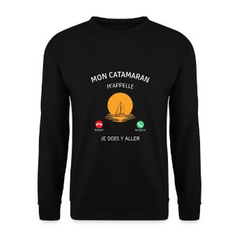 Mon catamaran m'appelle je dois y aller! catamaran - Sweat-shirt Unisexe - noir - Devant - Alina (178cm) & Michal (187cm)