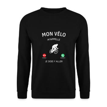 Mon vélo m'appelle je dois y aller ! cadeau vélo - Sweat-shirt Unisexe - noir - Devant - Alina (178cm) & Michal (187cm)