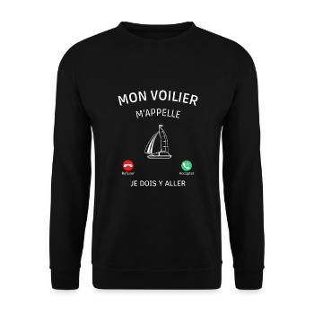 Mon voilier m appelle je dois y aller ! voilier - Sweat-shirt Unisexe - noir - Devant - Alina (178cm) & Michal (187cm)