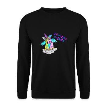 Punk Rock Einhorn Metal Konzert Festival - Unisex Pullover - Schwarz - Vorne - Alina (178cm) & Michal (187cm)