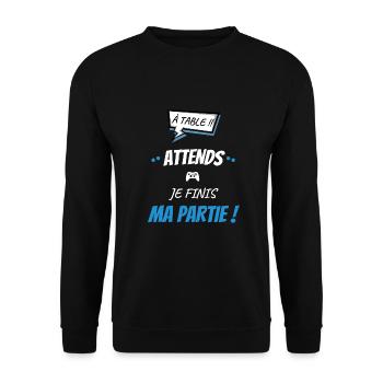 À table !! attends je finis ma partie ! cadeau - Sweat-shirt Unisexe - noir - Devant - Alina (178cm) & Michal (187cm)